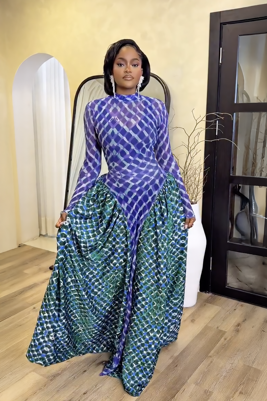 Mermaid Scale Maxi-Length Dress