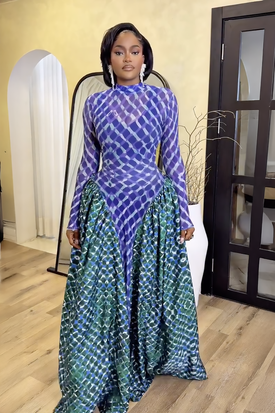 Mermaid Scale Maxi-Length Dress