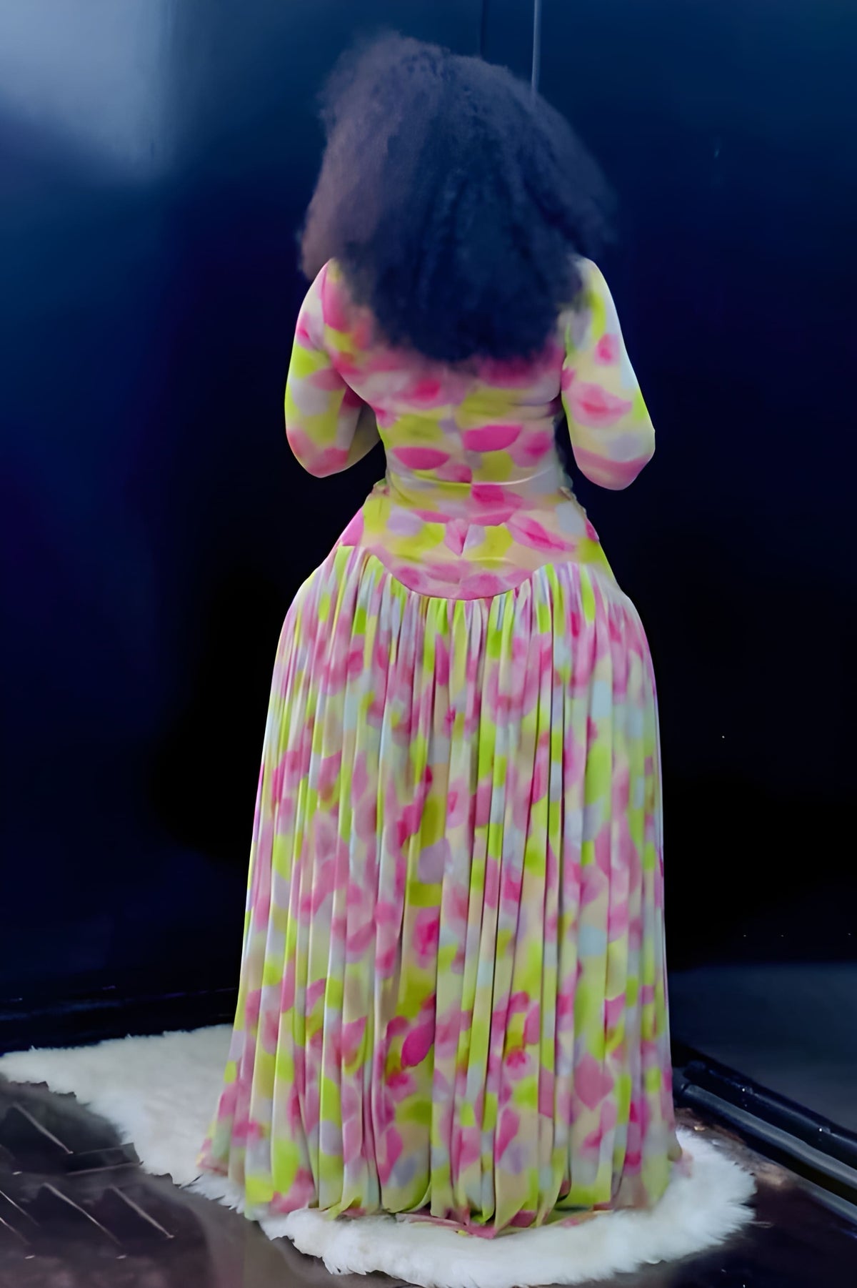 Pastel Mirage Mesh Maxi-Length Dress