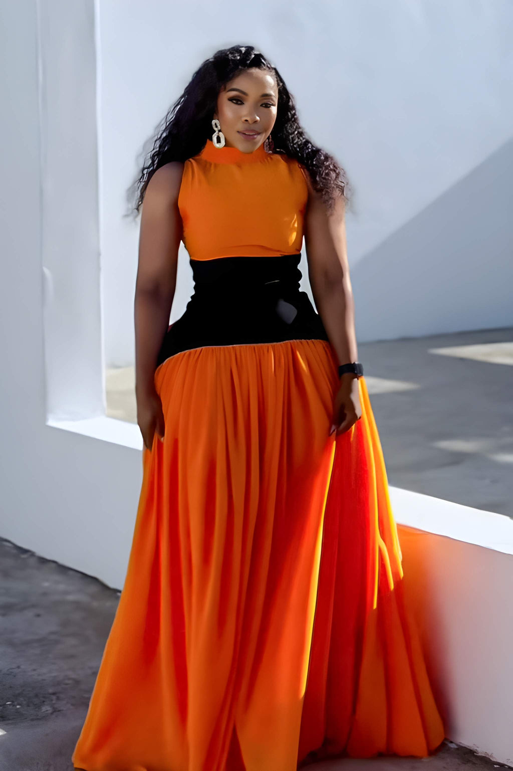 Sunset Flame Maxi-Length Dress