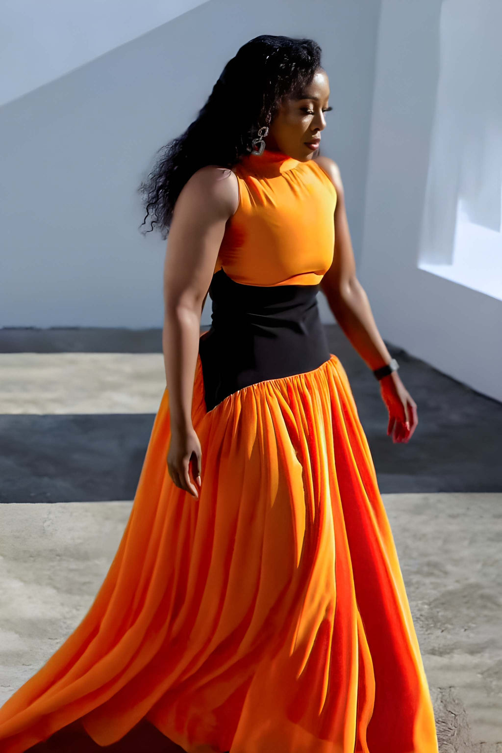 Sunset Flame Maxi-Length Dress