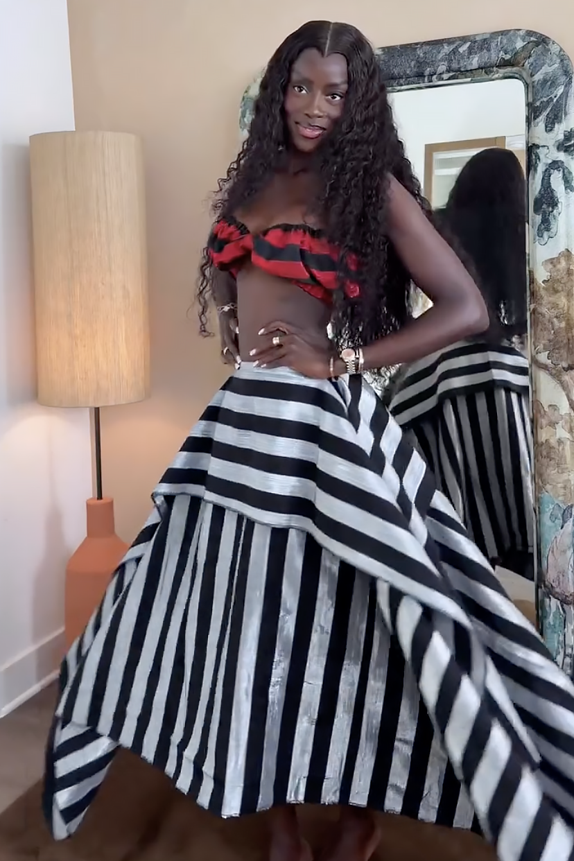 Layered Striped High-Waisted Skirt