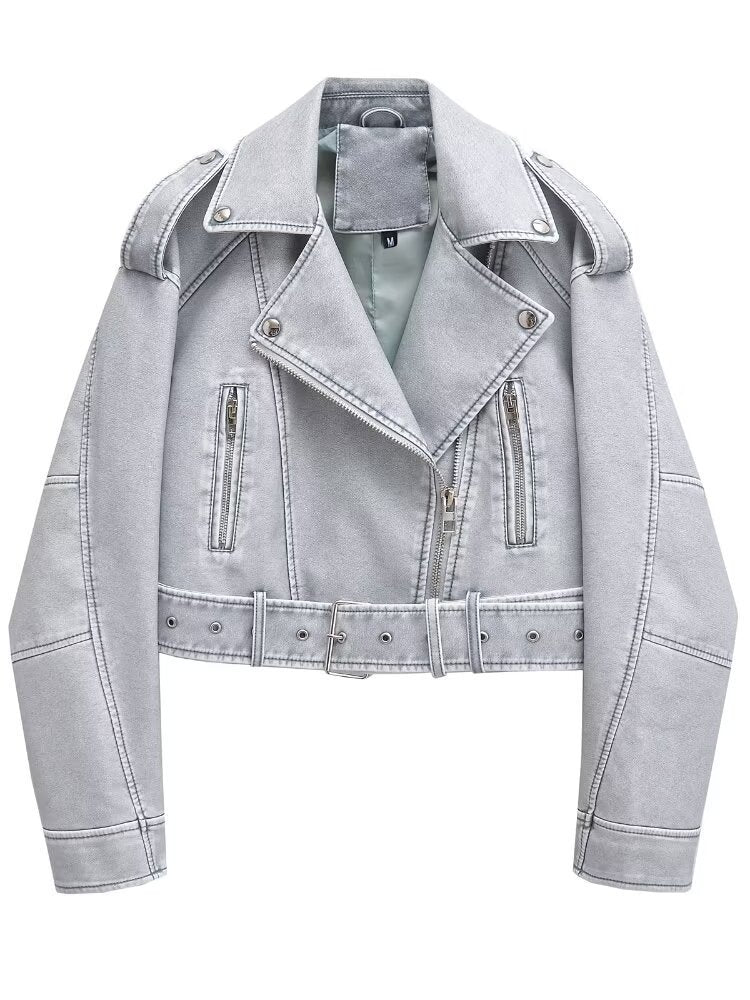 Washable Leather Jacket with Color Gradient