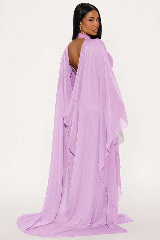 Sheer Cape Two-Piece Maxi-Length Dress Set