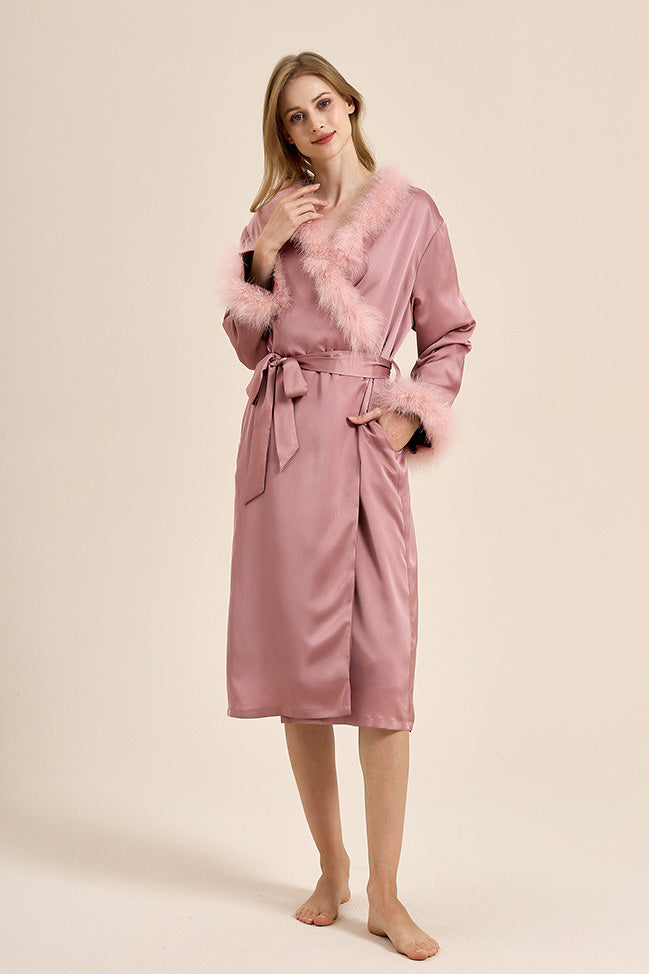 Modern Bettie Page Lilac Feather Robe