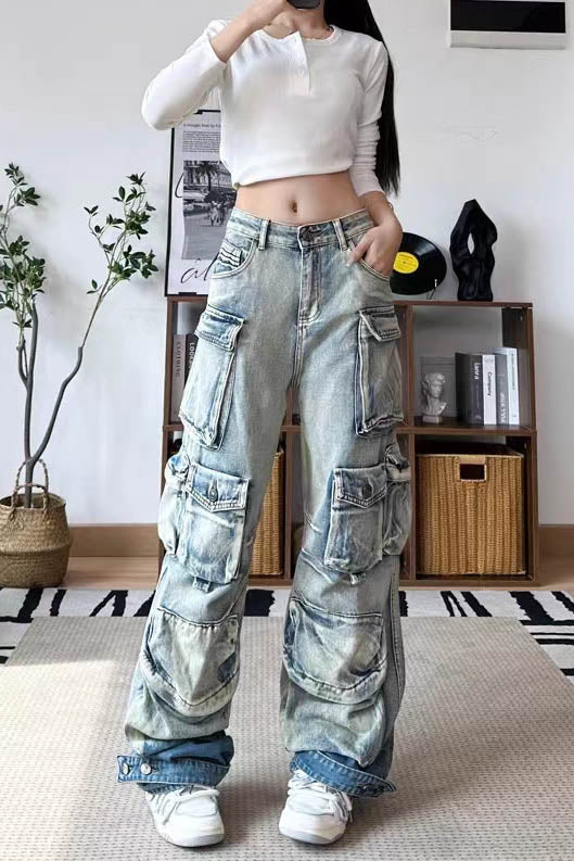 Modern Gradient Cargo Paratrooper Jeans