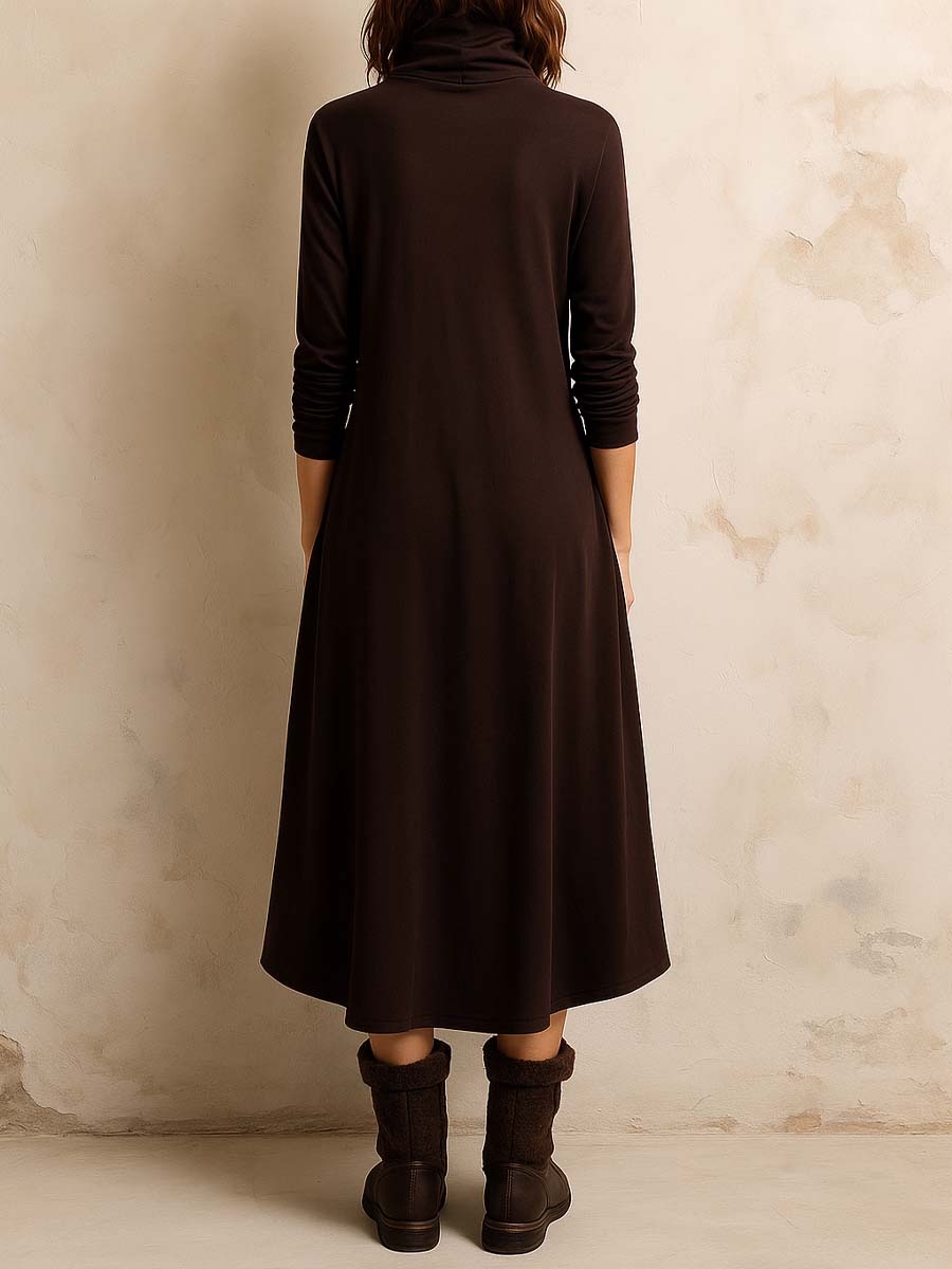 Boho-Inspired Midi-Length Dress With Side Button Placket