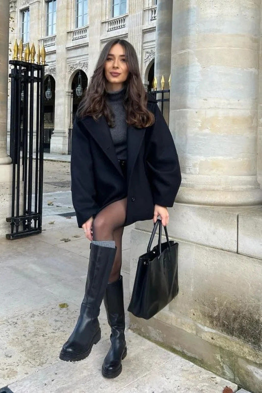 Modern Quiet Luxury Asymmetric Cape Coat