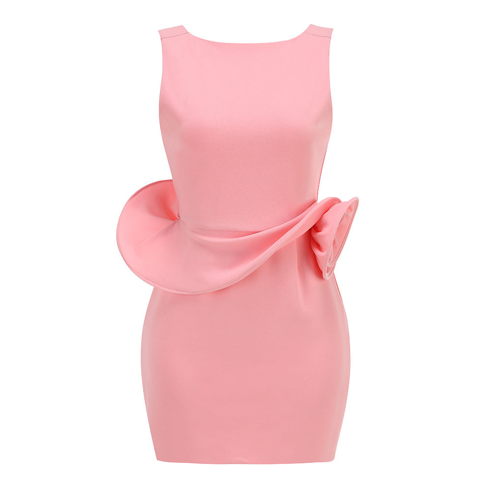 Distinctive 3D Flower Mini Party Mini-Length Dress