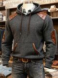 Denim Hoodie with Textured Knit