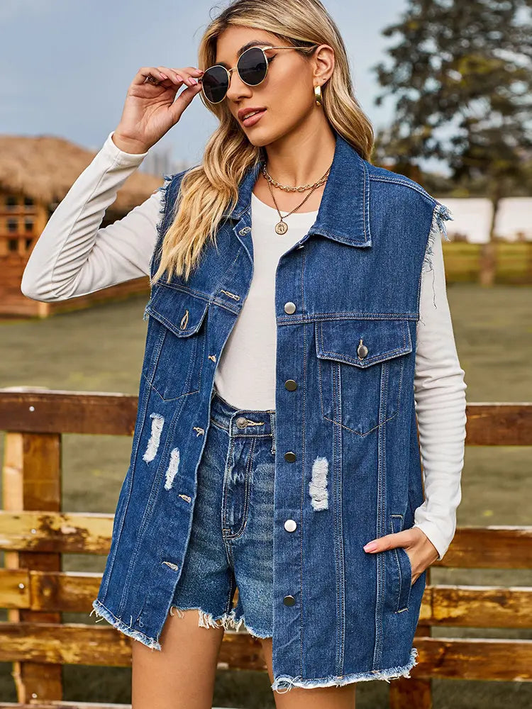 Cropped Denim Vest for Layered Looks