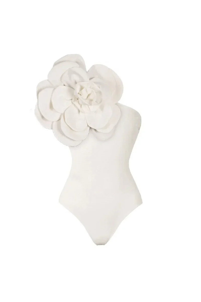 3D Flower Solid Swimsuit