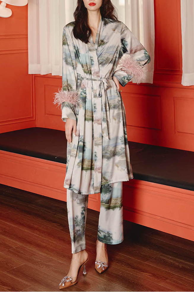 Modern Feathered Landscape Pajamas Three-pack