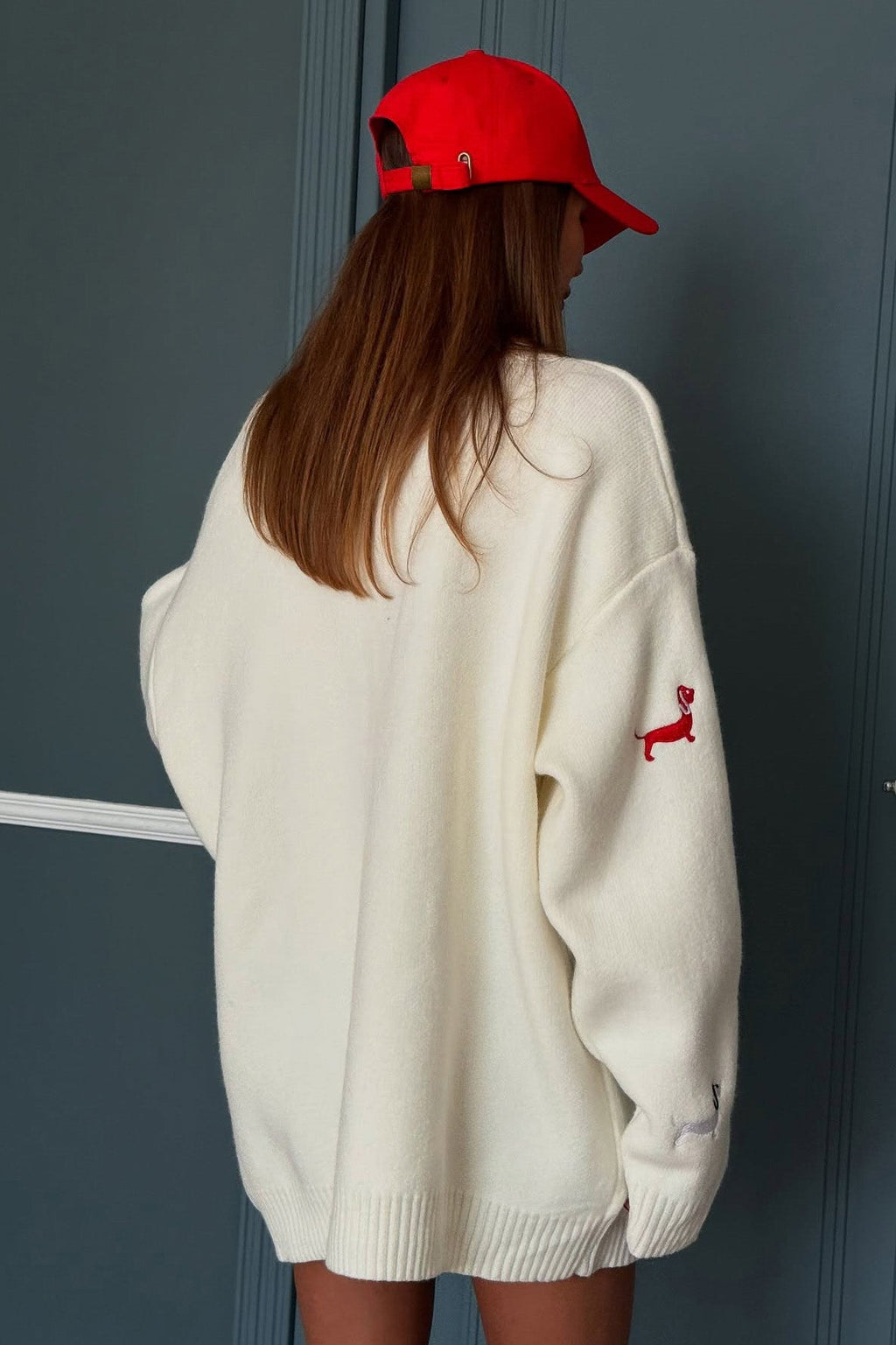 Modern V-Neck Dachshund Knit Cardigan