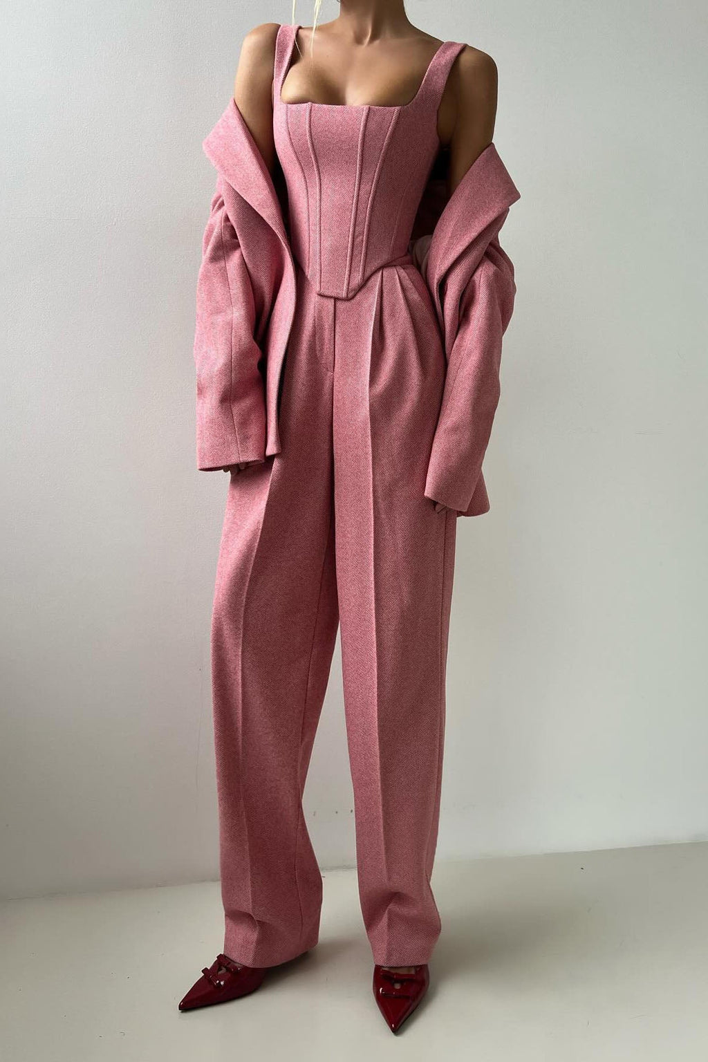 Modern Professional Belted Suit