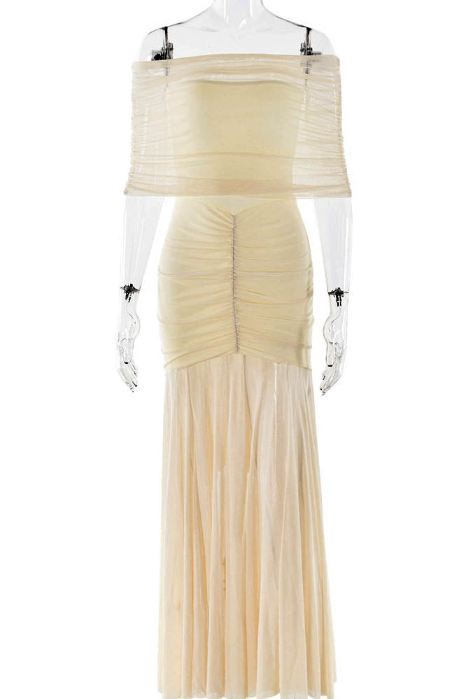 Nocturne Whisper - Fitted Open-Back Maxi-Length Dress