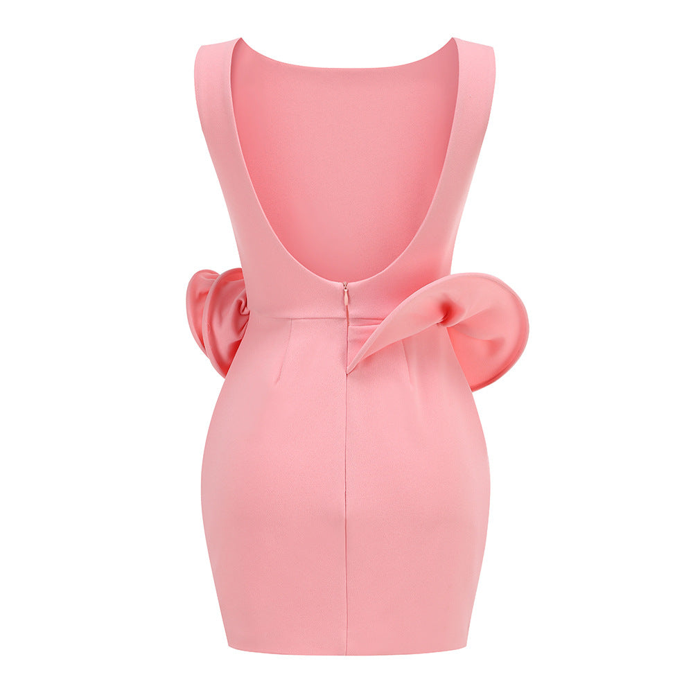 Distinctive 3D Flower Mini Party Mini-Length Dress