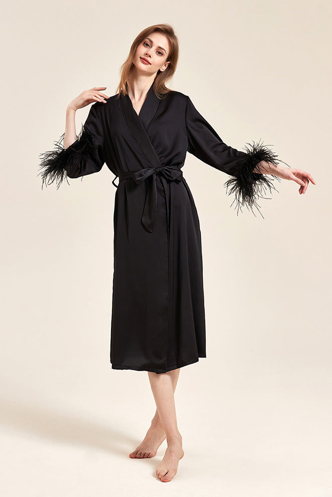Modern Pink Feather Bridal Robe