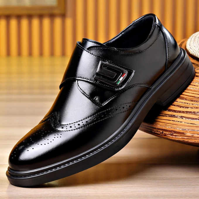 Polished Full-Grain Leather Shoes with Rubber Sole