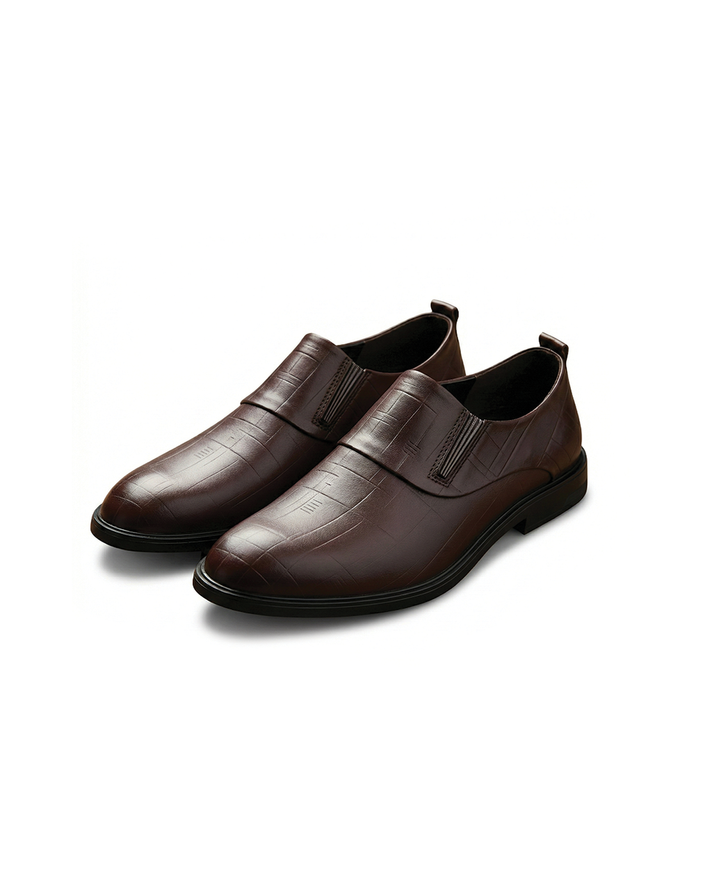 Full-Grain Leather Slip-On Shoes with Embossed Texture