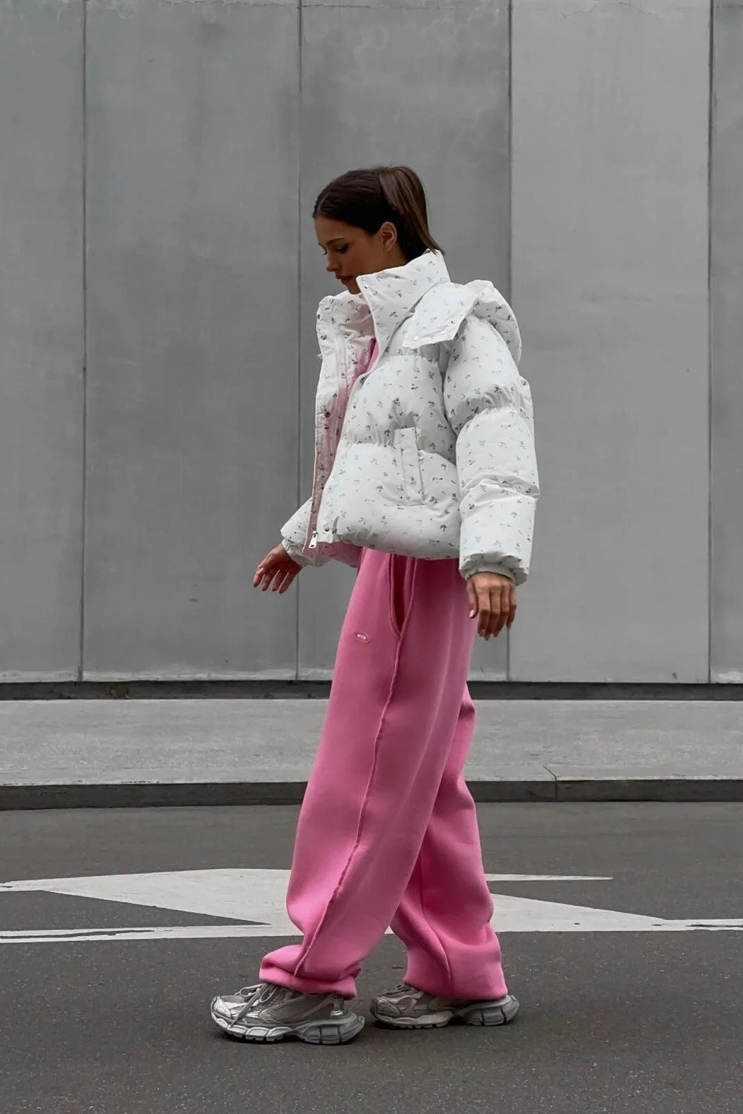 Flower Print Puffer Jacket