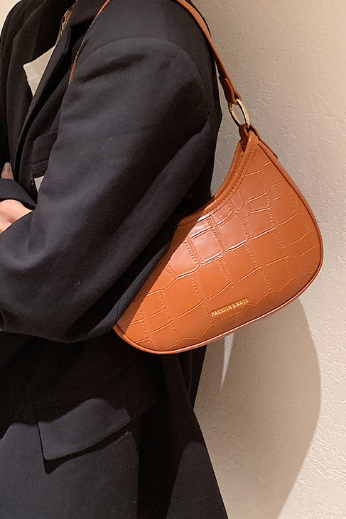 Modern Black Croc Mini Hobo Bag