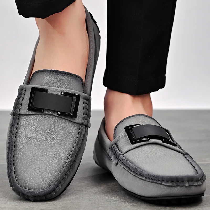 Leather Loafers with Cushioned Insole