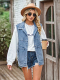 Denim Vest with Relaxed Fit and Sleeveless