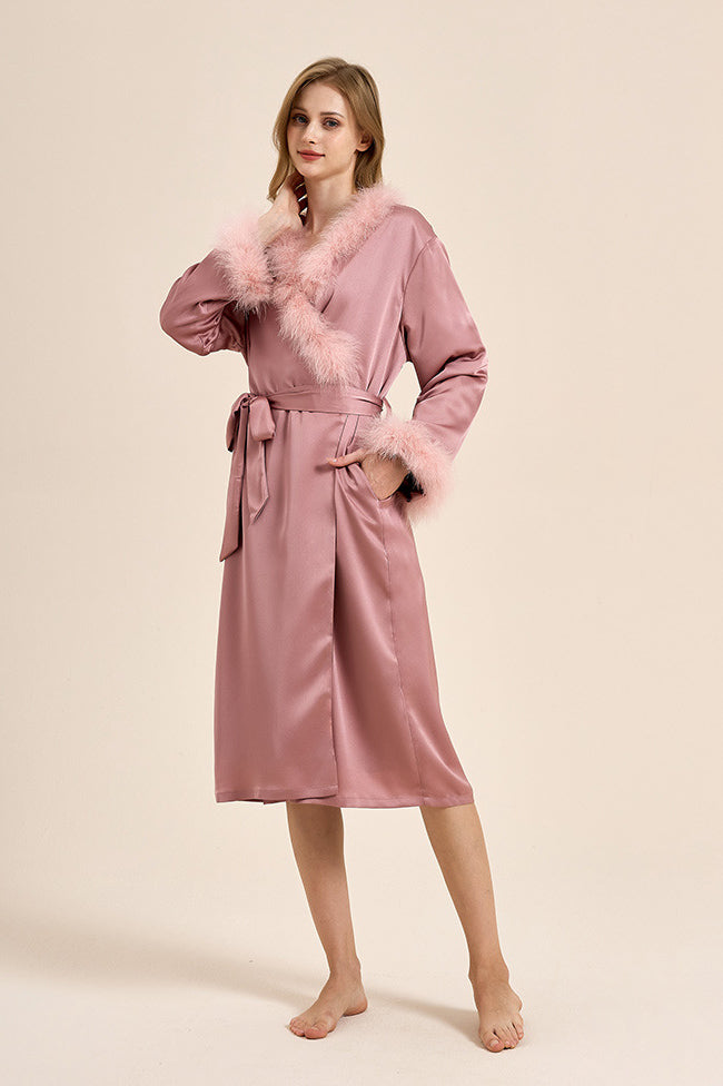 Modern Bettie Page Lilac Feather Robe