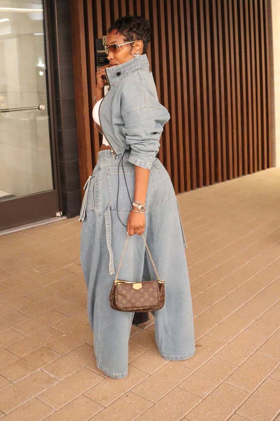Retro Wide-Leg Denim Two-Piece