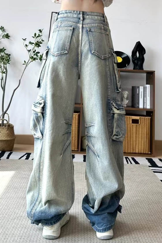 Modern Gradient Cargo Paratrooper Jeans