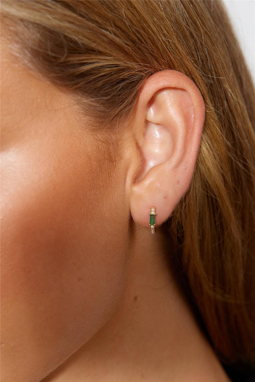 Statement 18K Gold Plated Eyes To The Soul Earrings Emerald