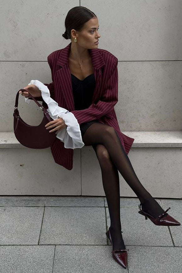 Modern Oversized Striped Lace Blazer
