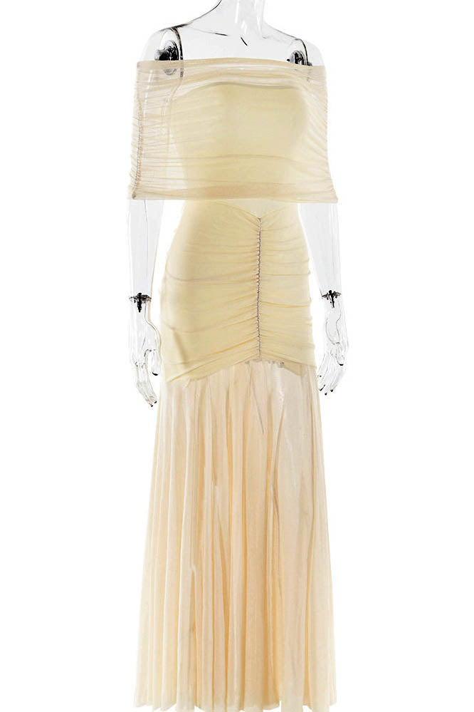 Nocturne Whisper - Fitted Open-Back Maxi-Length Dress