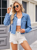 Denim Jacket in a Washed Look with Button Closure and Pockets
