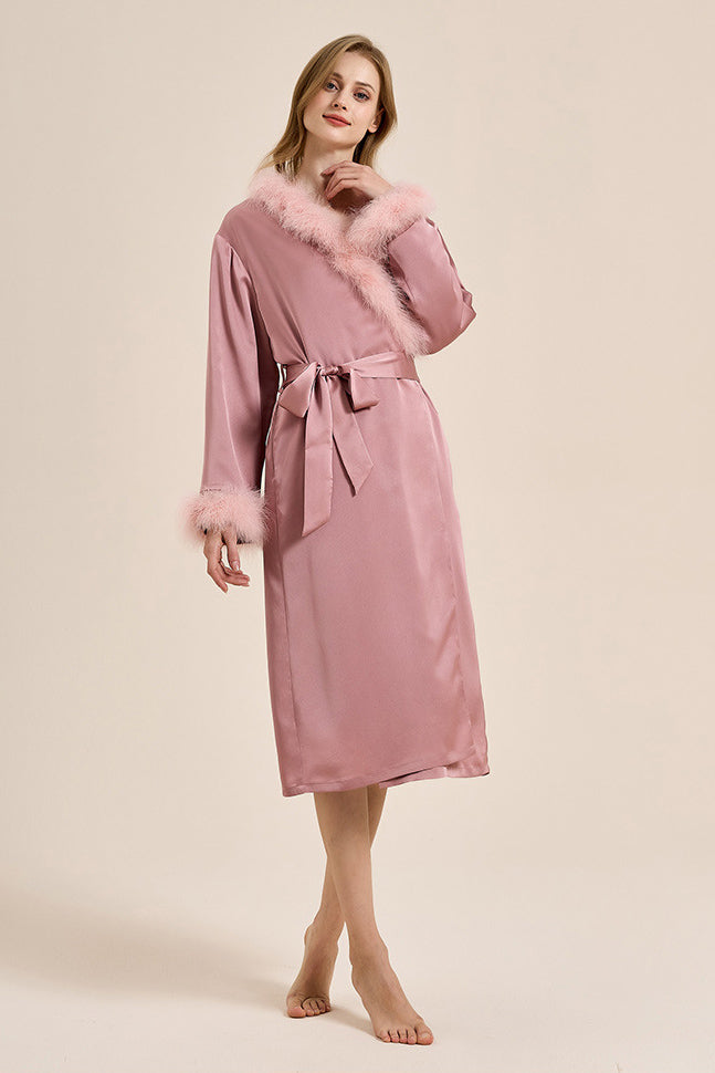 Modern Bettie Page Lilac Feather Robe