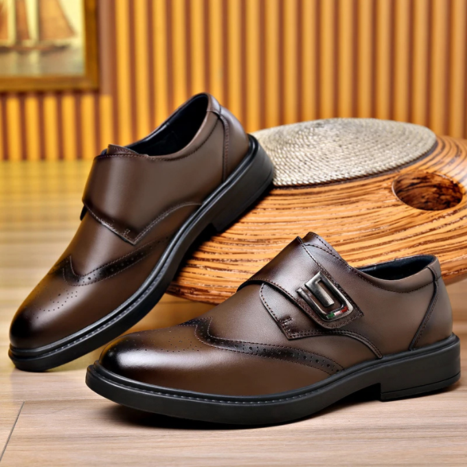 Polished Full-Grain Leather Shoes with Rubber Sole