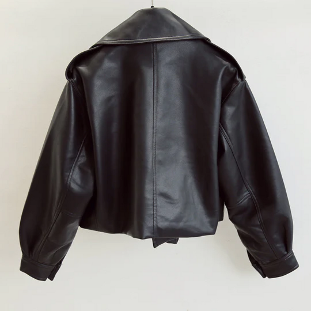 Cropped Leather Jacket in a Casual Style