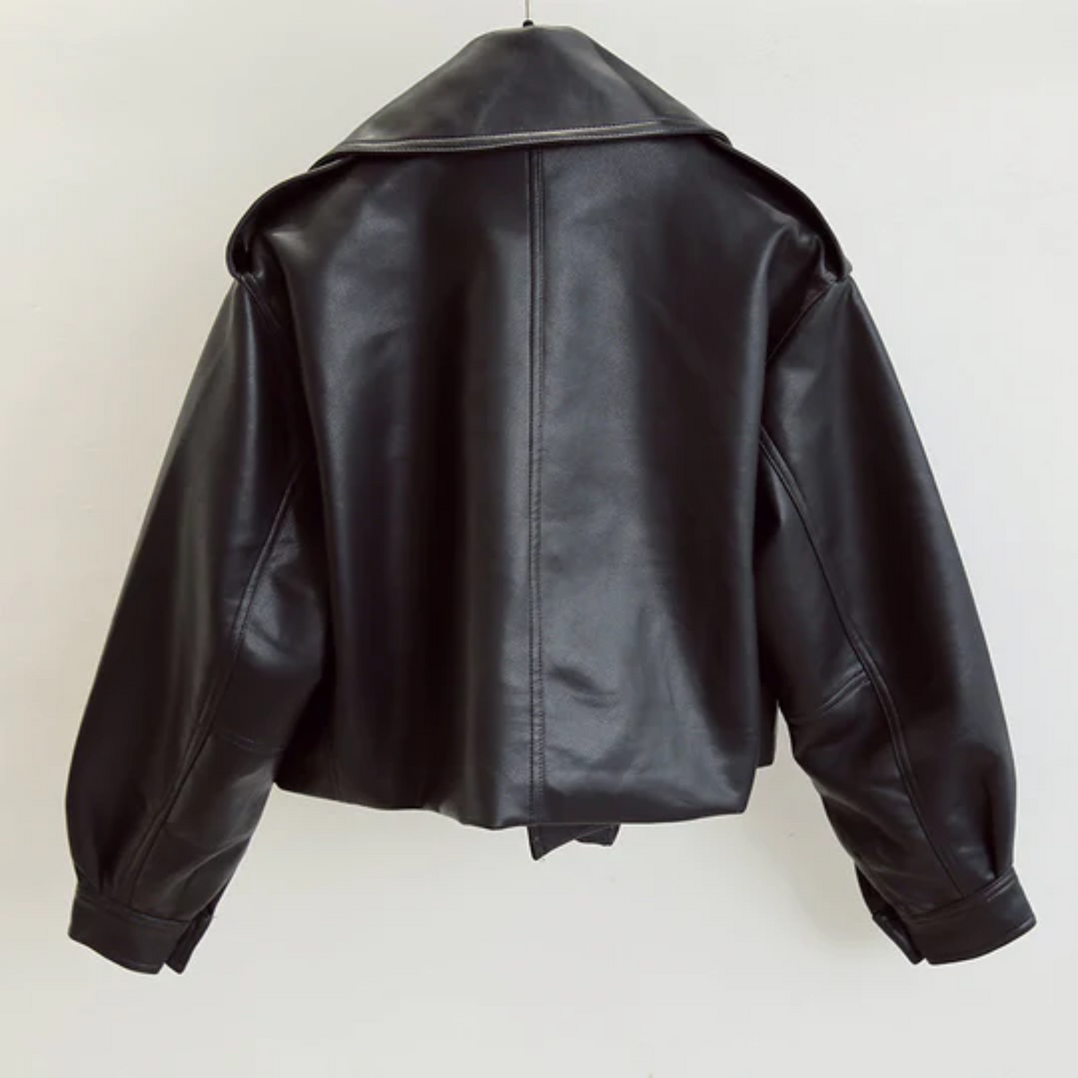 Cropped Leather Jacket in a Casual Style