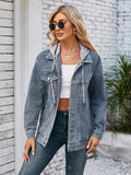 Mid-Length, Lightweight Denim Jacket with Hood