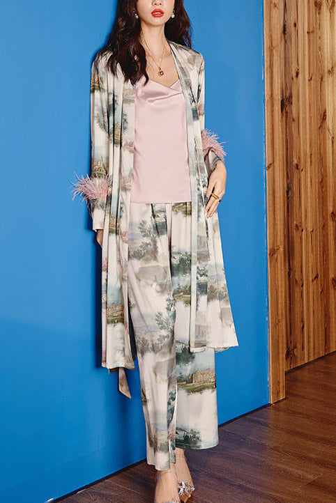 Modern Feathered Landscape Pajamas Three-pack