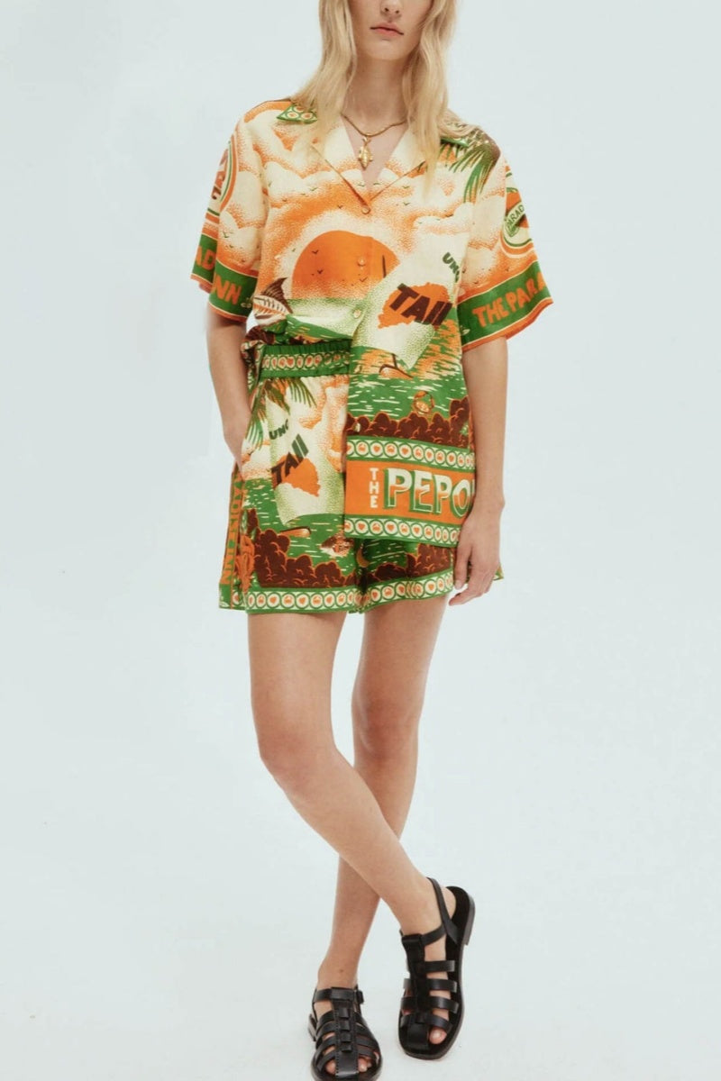 Distinctive Patterned Sunny Afternoon Patterned Shorts Two-Piece Set