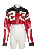 Modern Embroidered Biker Faux Leather Jacket