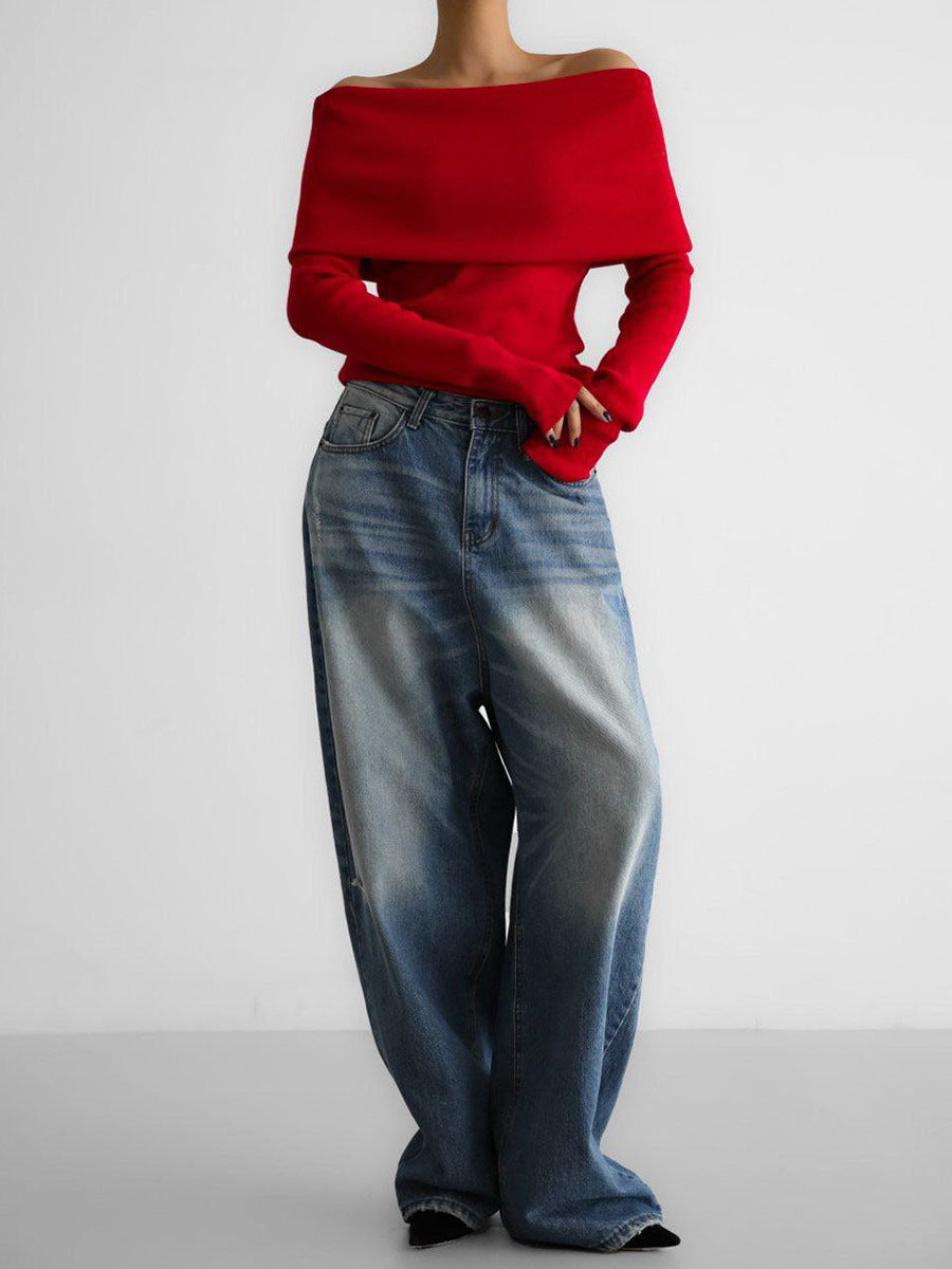 Modern Minimal Cream Knit Sweater
