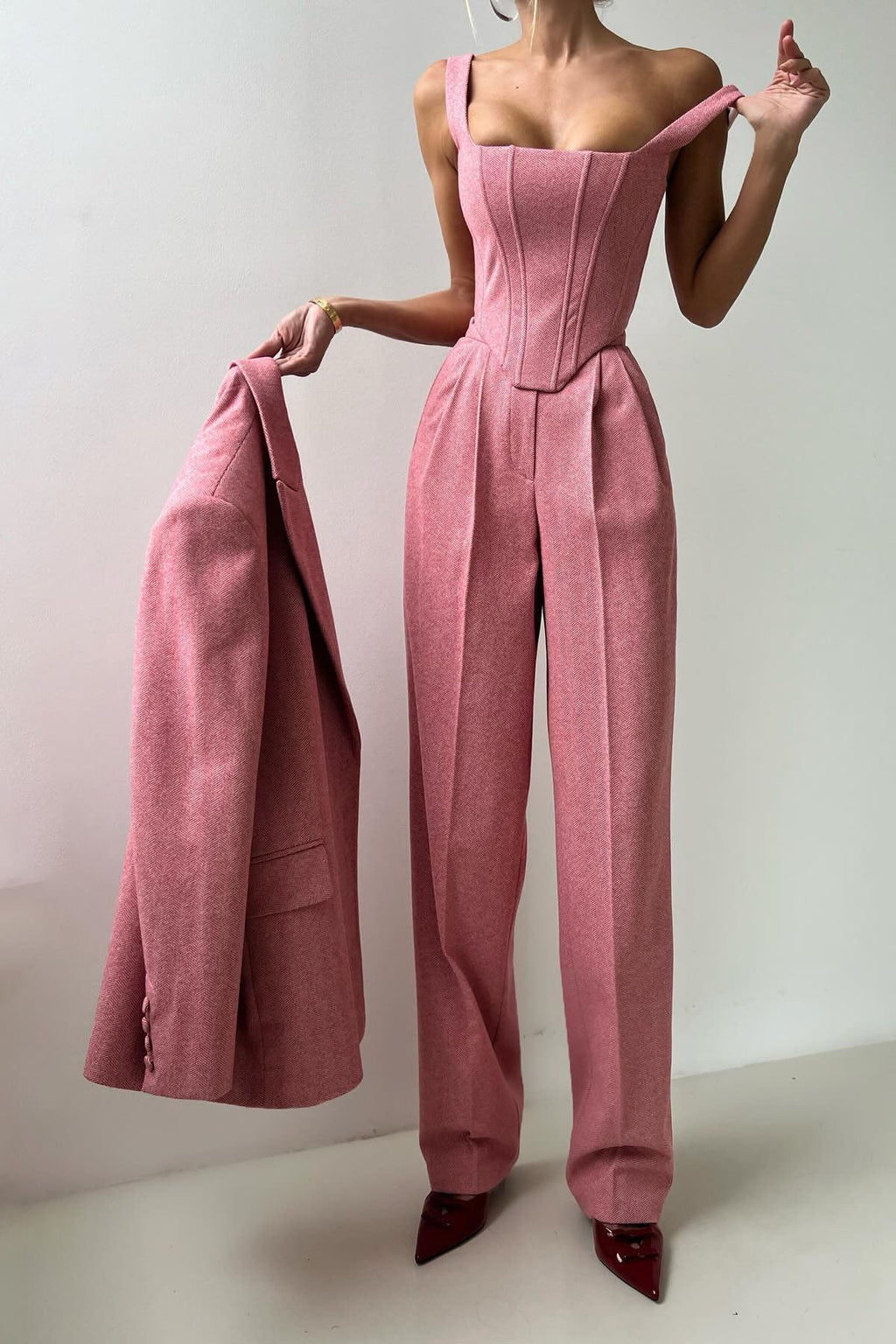 Modern Professional Belted Suit