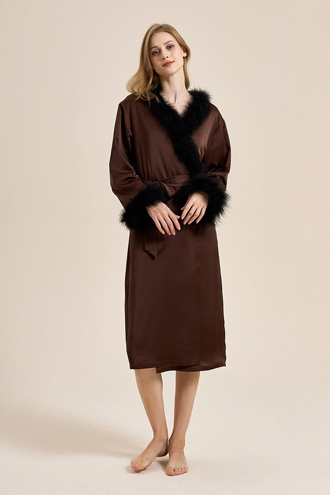 Modern Bettie Page Lilac Feather Robe