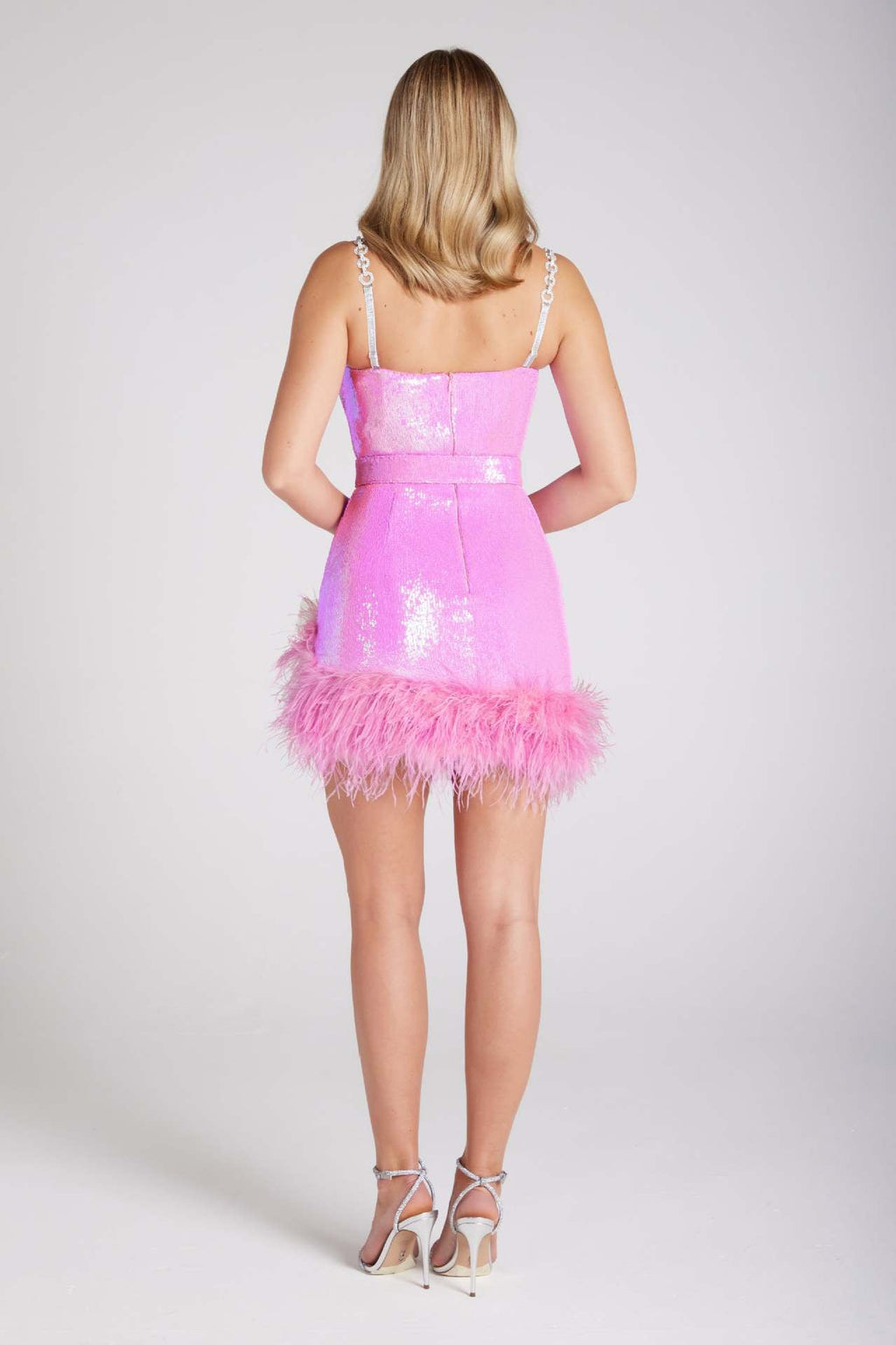 Distinctive Sparkling Sequined Fitted Mini-Length Dress