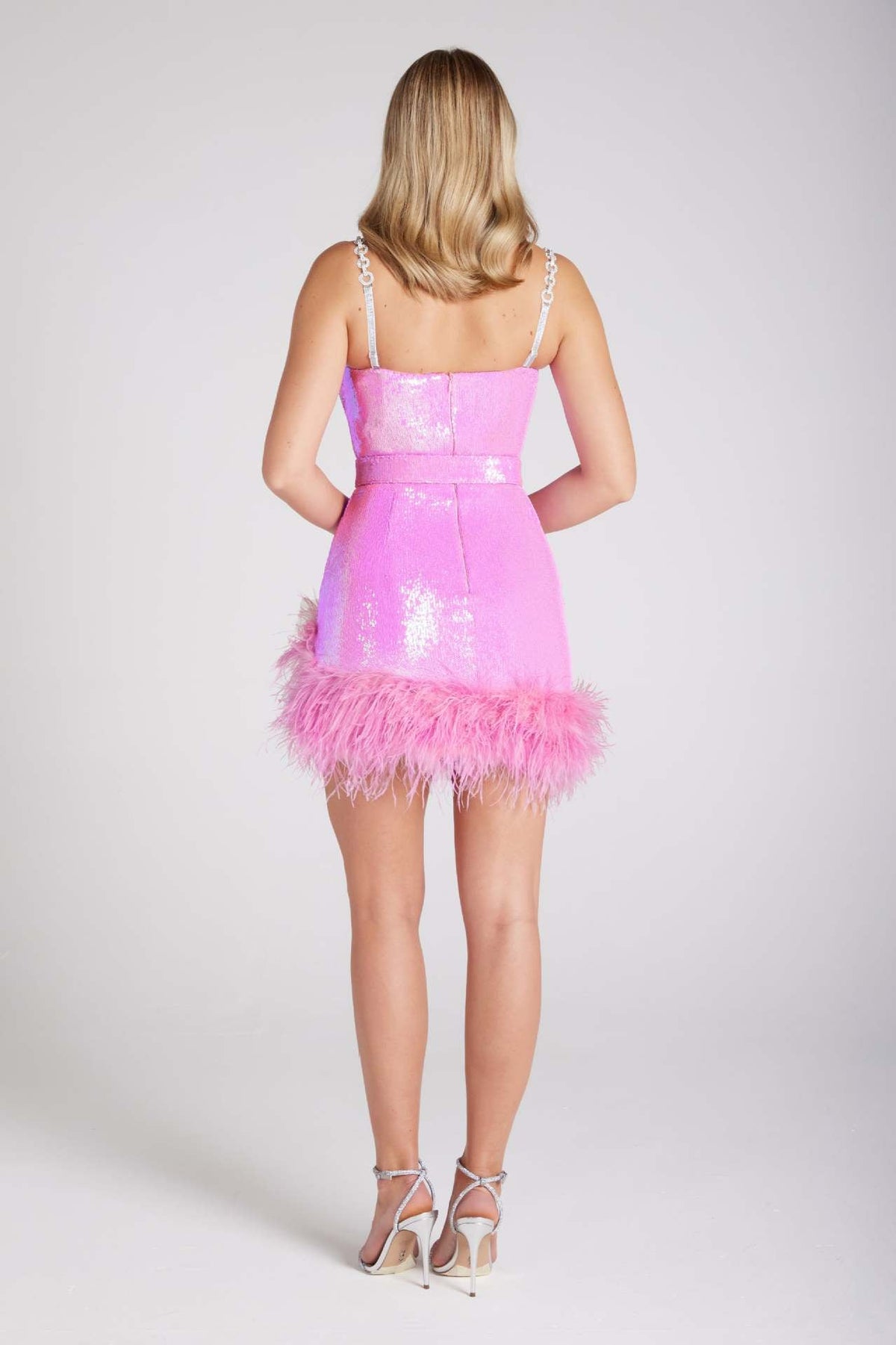 Distinctive Sparkling Sequined Fitted Mini-Length Dress