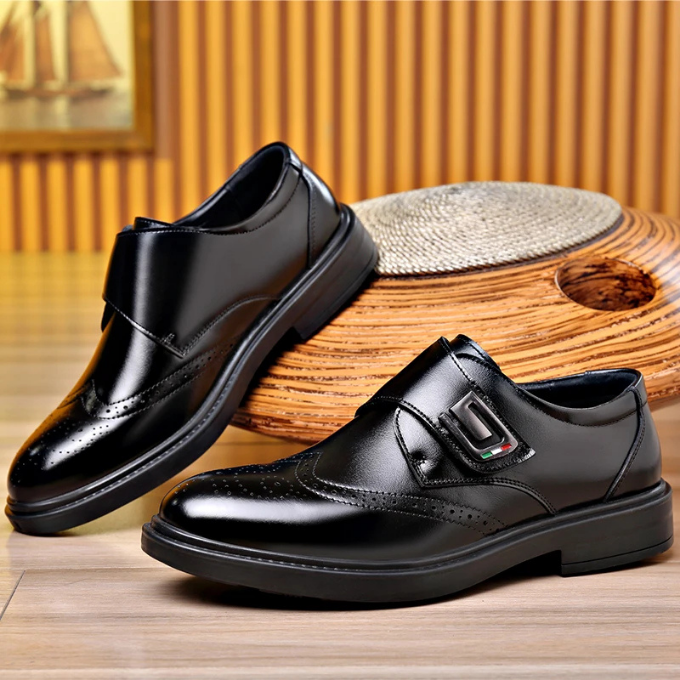 Polished Full-Grain Leather Shoes with Rubber Sole