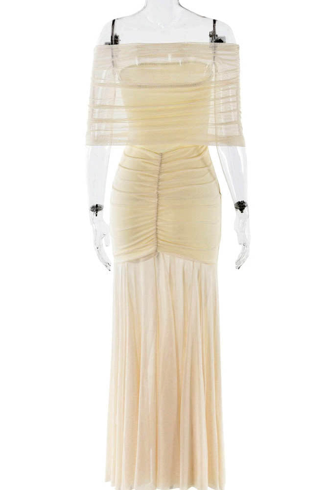 Nocturne Whisper - Fitted Open-Back Maxi-Length Dress